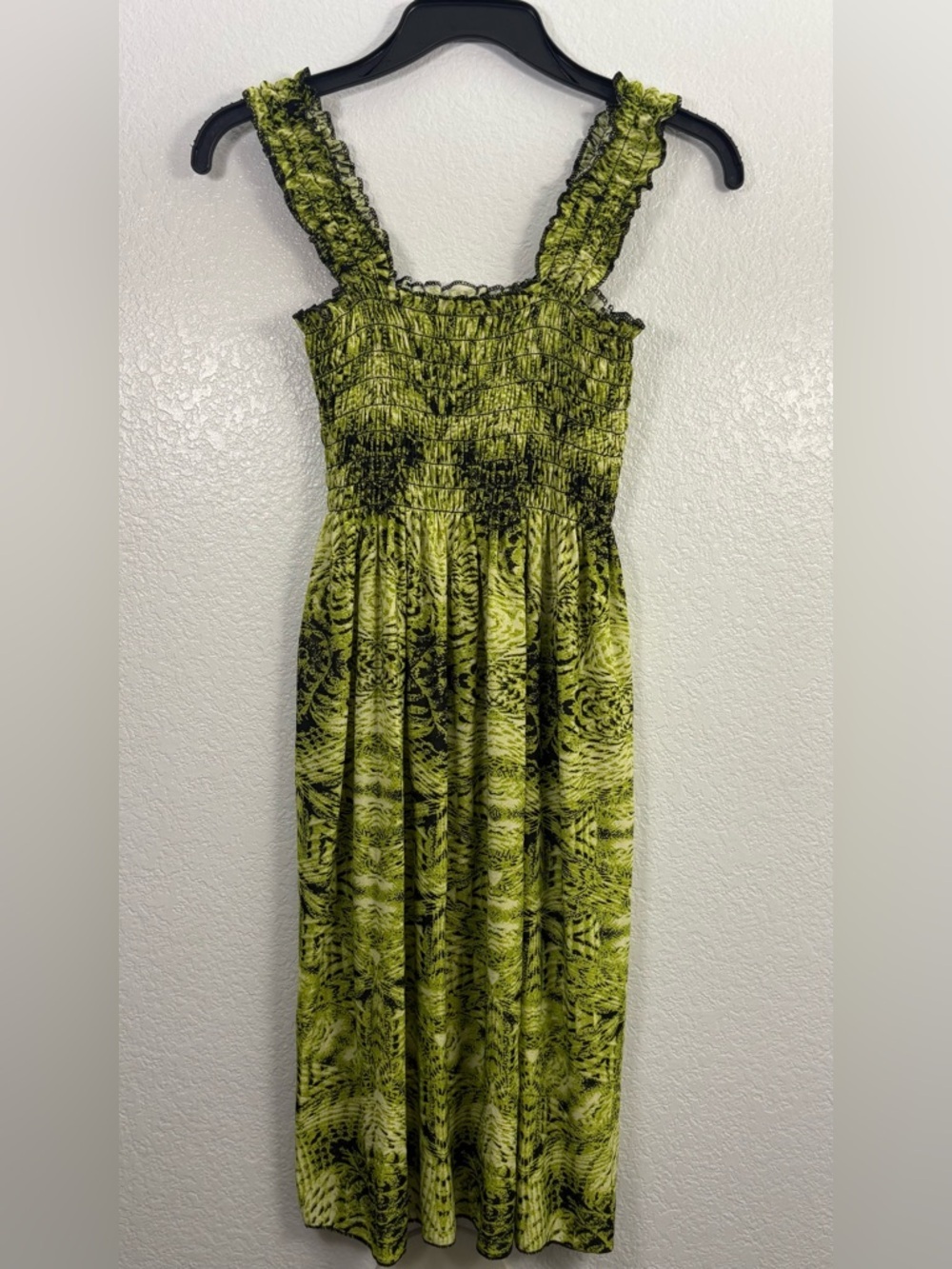 Smocked Fairy Grunge Whimsygoth Slinky Cybergoth Beach Dress Size S-M Neon